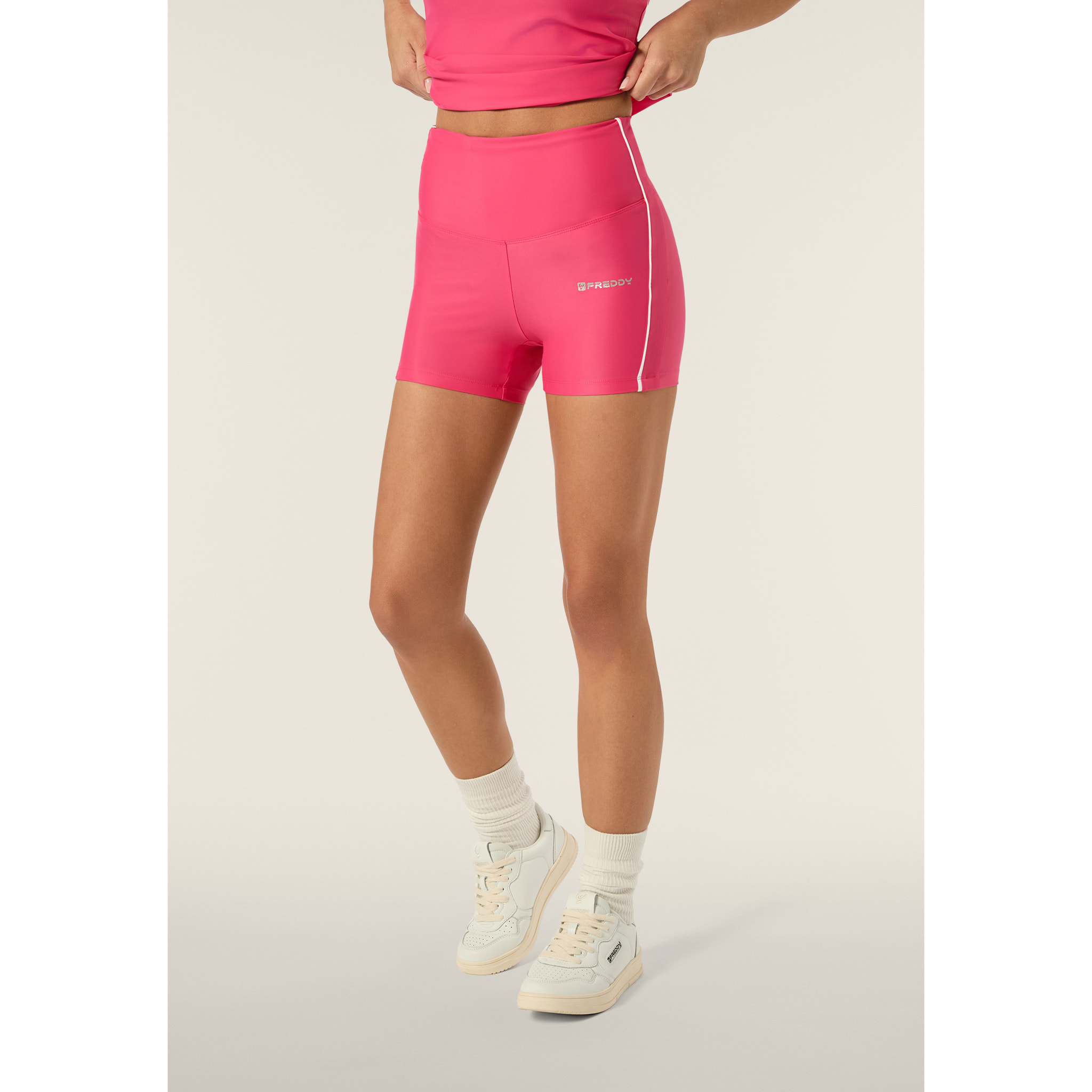 Leggings shorts Vita Alta con bordature a contrasto