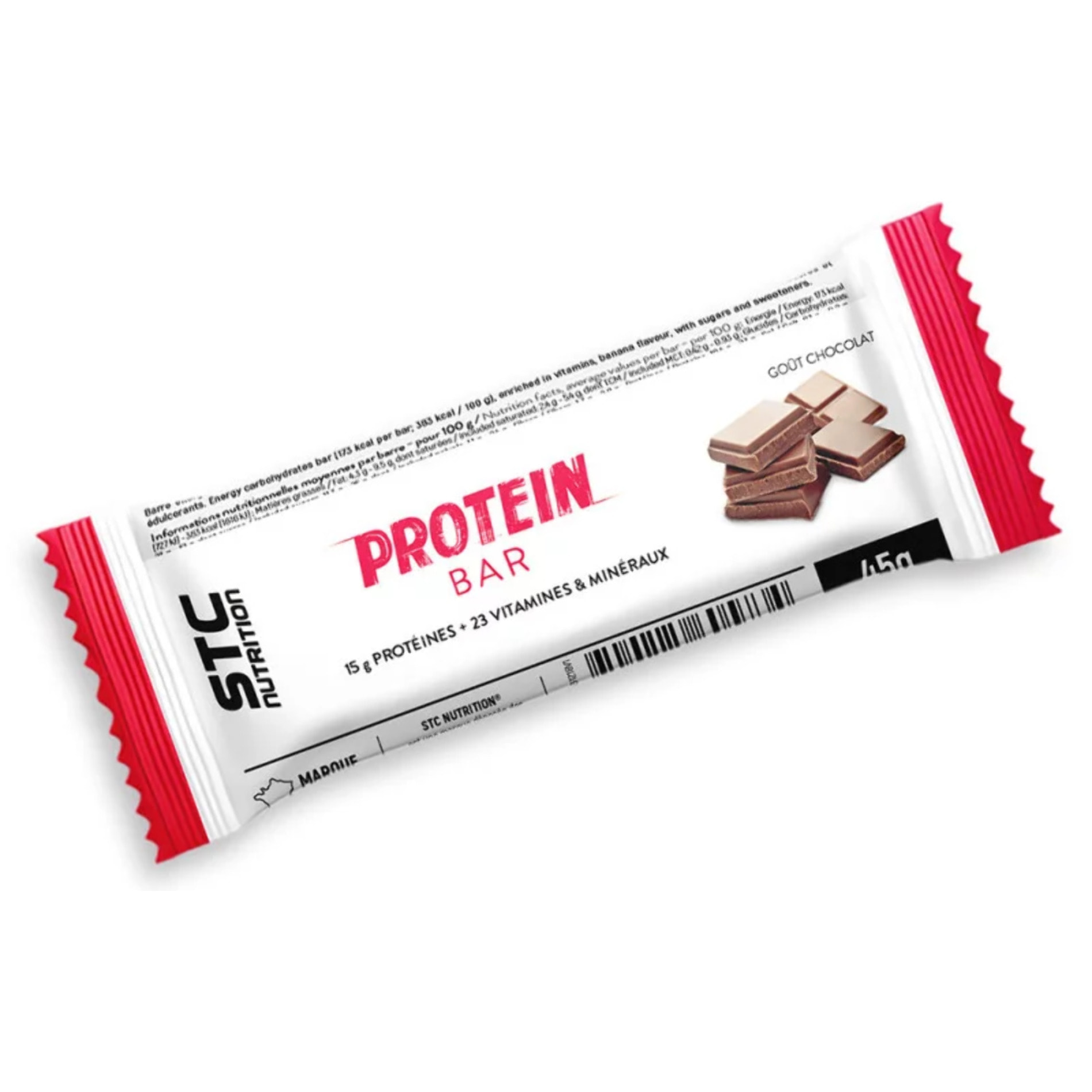 STC NUTRITION - Protein Bar - Barre protéinée enrichie en vitamines & minéraux - Maintien de la masse musculaire - 14g de protéines par barre - Etui de 5 barres - Chocolat