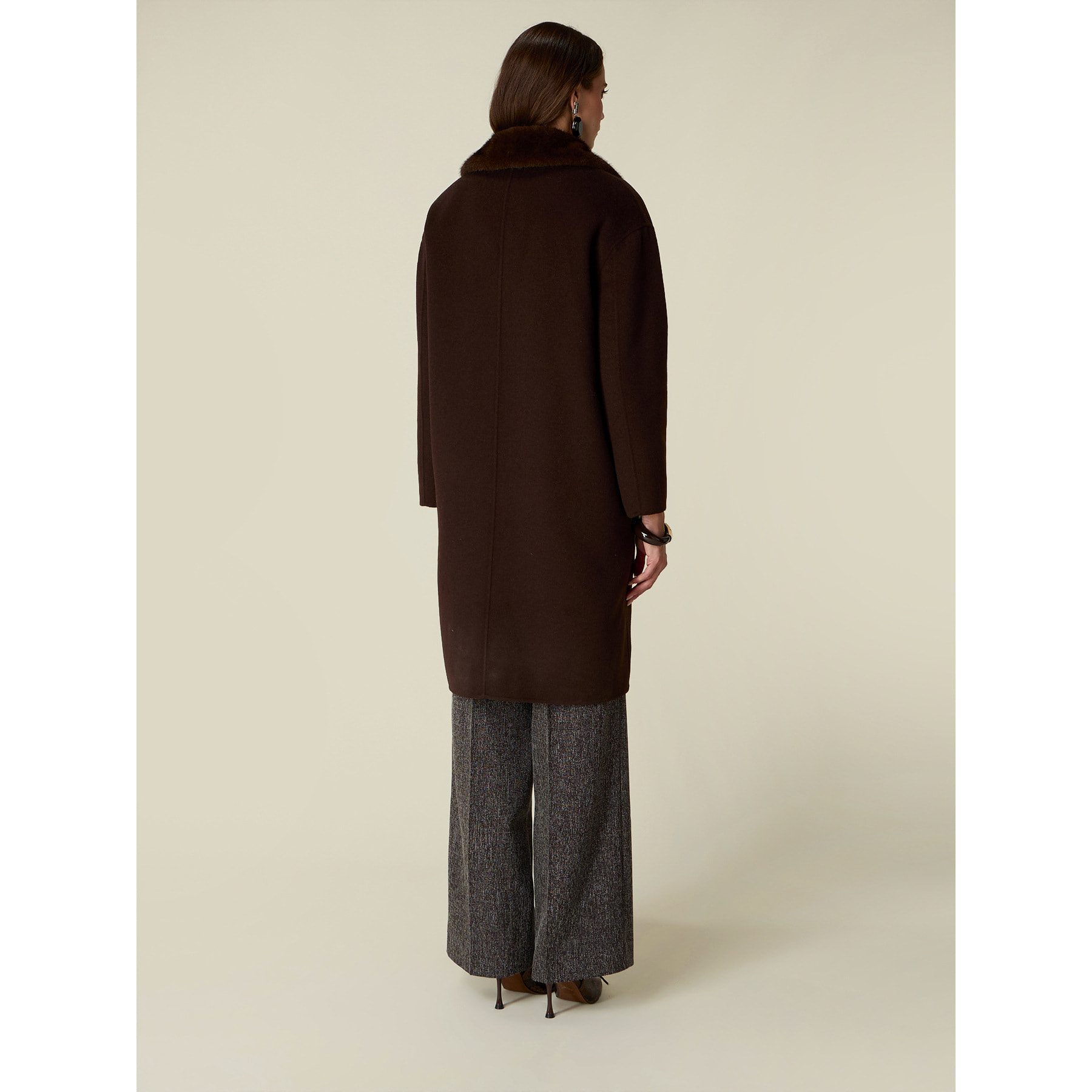 Oltre - Cappotto doppiopetto misto lana - Marrone