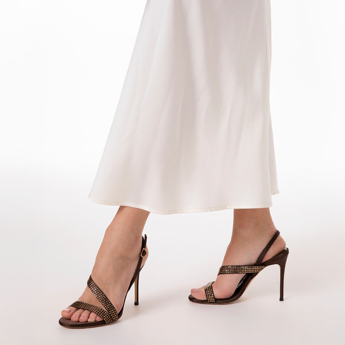 Sandalias marrón oscuro tacón 10 cm
