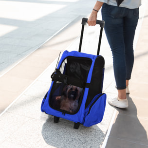 PawHut Trolley Zaino Trasportino per Animali Domestici Blu