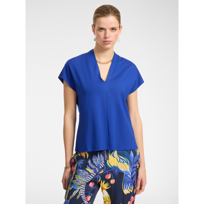 Elena Mirò - Camiseta con cuello alto - Azul aciano