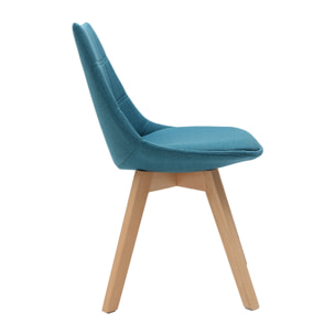 Chaises scandinaves en tissu bleu canard et bois clair (lot de 2) MATILDE