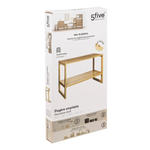 Étagère empilable 2 cases Effet bois naturel Mix N' Modul