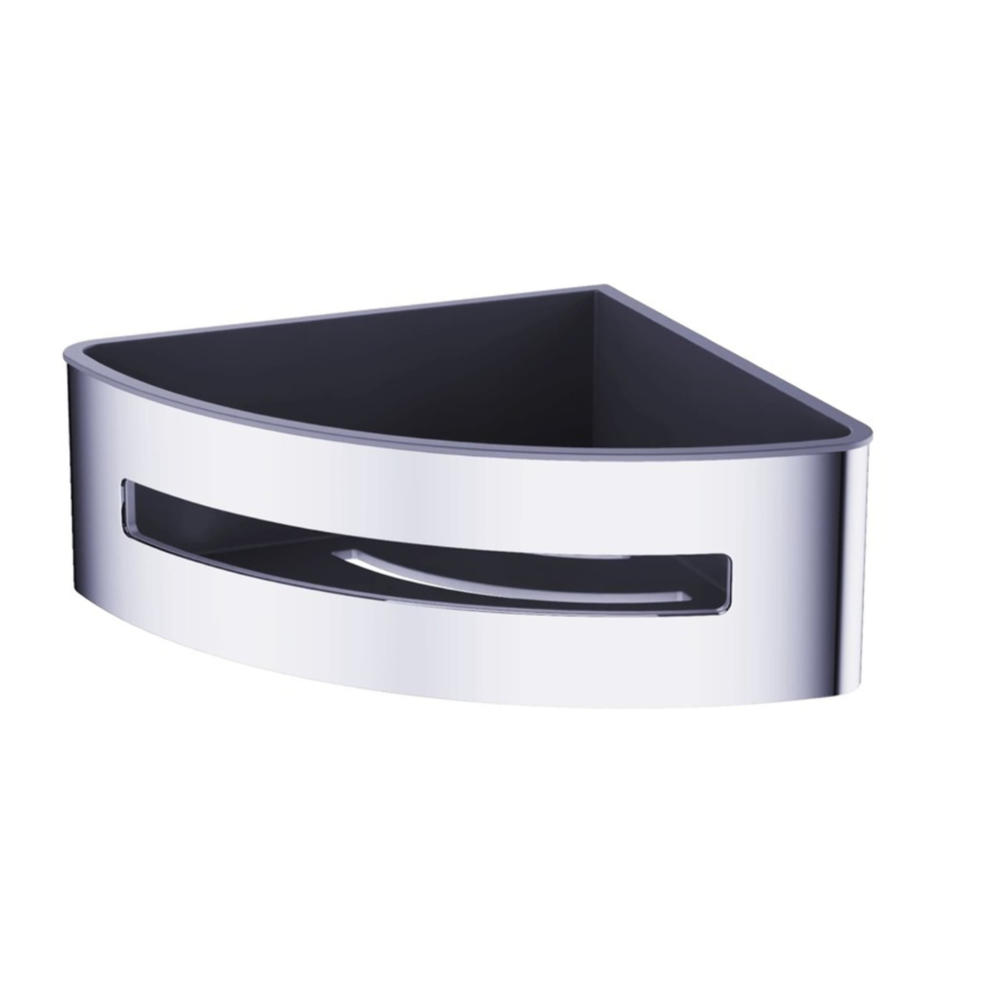 Panier d'angle pour la douche en acier inoxydable 16,5cm, Chrome et Noir (SATDPOLROHCHC)