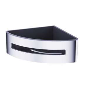 Panier d'angle pour la douche en acier inoxydable 16,5cm, Chrome et Noir (SATDPOLROHCHC)