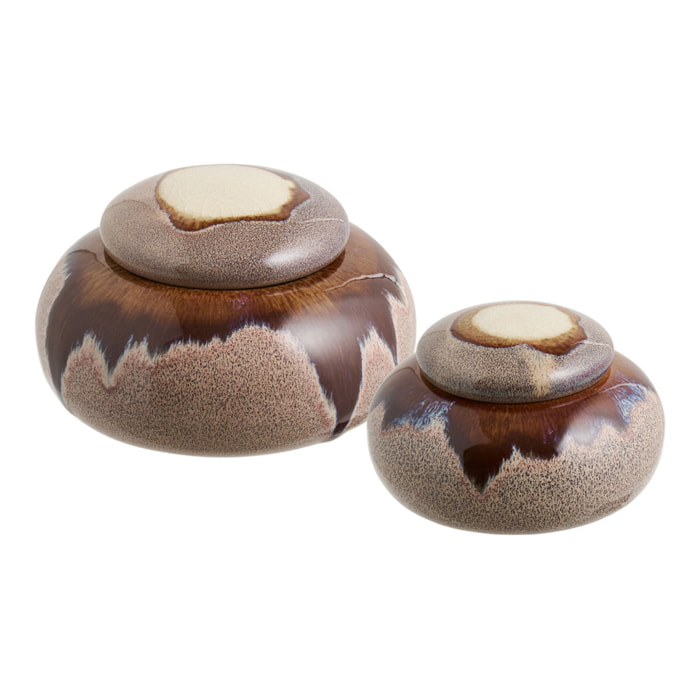 Set 2 barattoli in ceramica marrone con coperchio — misure assortite