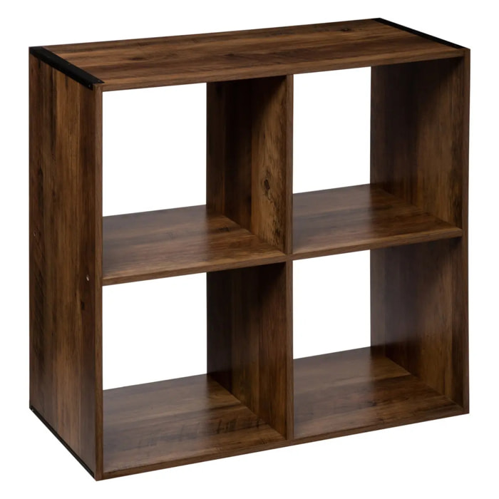 Étagère 4 cases indus Effet bois foncé Mix N' Modul