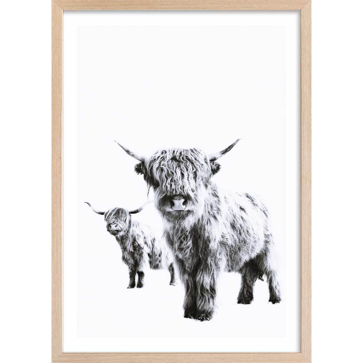 Affiche enfant jumelles  Affiche + cadre en bois - Chêne