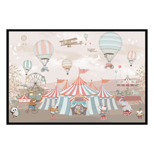 Affiche encadrée fête foraine cirque rétro Affiche + cadre en métal - Noir