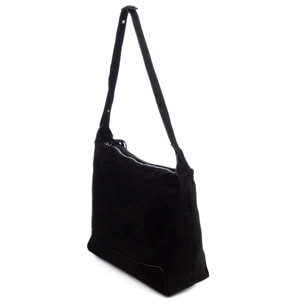 Atella bolso bandolera grande de piel auténtica gamuza.