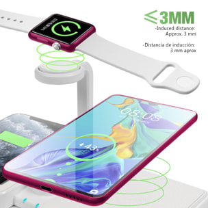 Stazione di ricarica wireless Qi compatibile con Fast Charge Fast Charge per iWatch, AirPods e 2 iPhone/Samsung/Smartphone