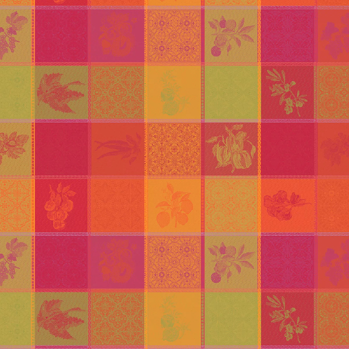 Nappe pur coton enduit motif jacquard multicolore Mille tutti frutti sangria