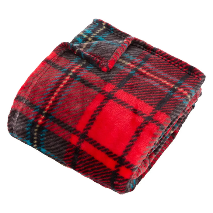 Plaid flanelle imprimé Brody rouge 170x130cm