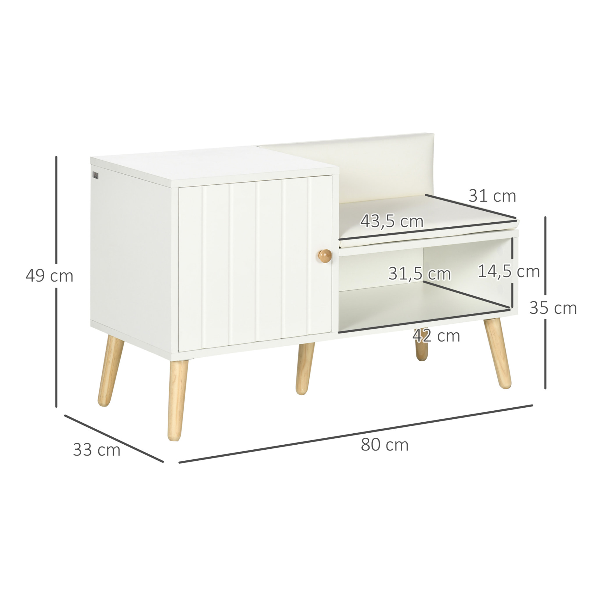 Banc meuble à chaussures 2 en 1 style scandinave - porte, niche, étagère - bois pin blanc