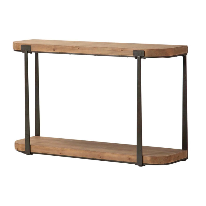 Consola Madera Metal Marron Negro 120x35x75 Cm