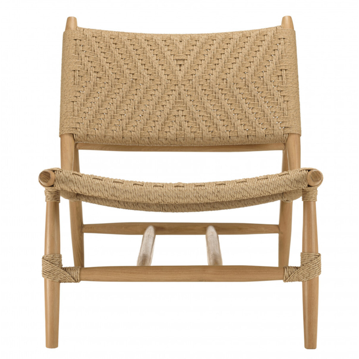 VALERIA - Lot de 2 fauteuils lounge jardin teck rotin synthétique relief