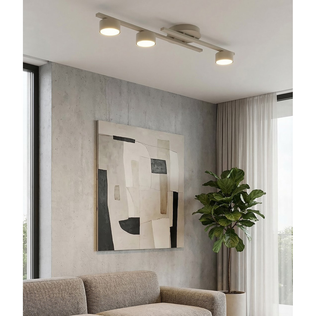 Lampada da soffitto FRAGMENT in acciaio beige
