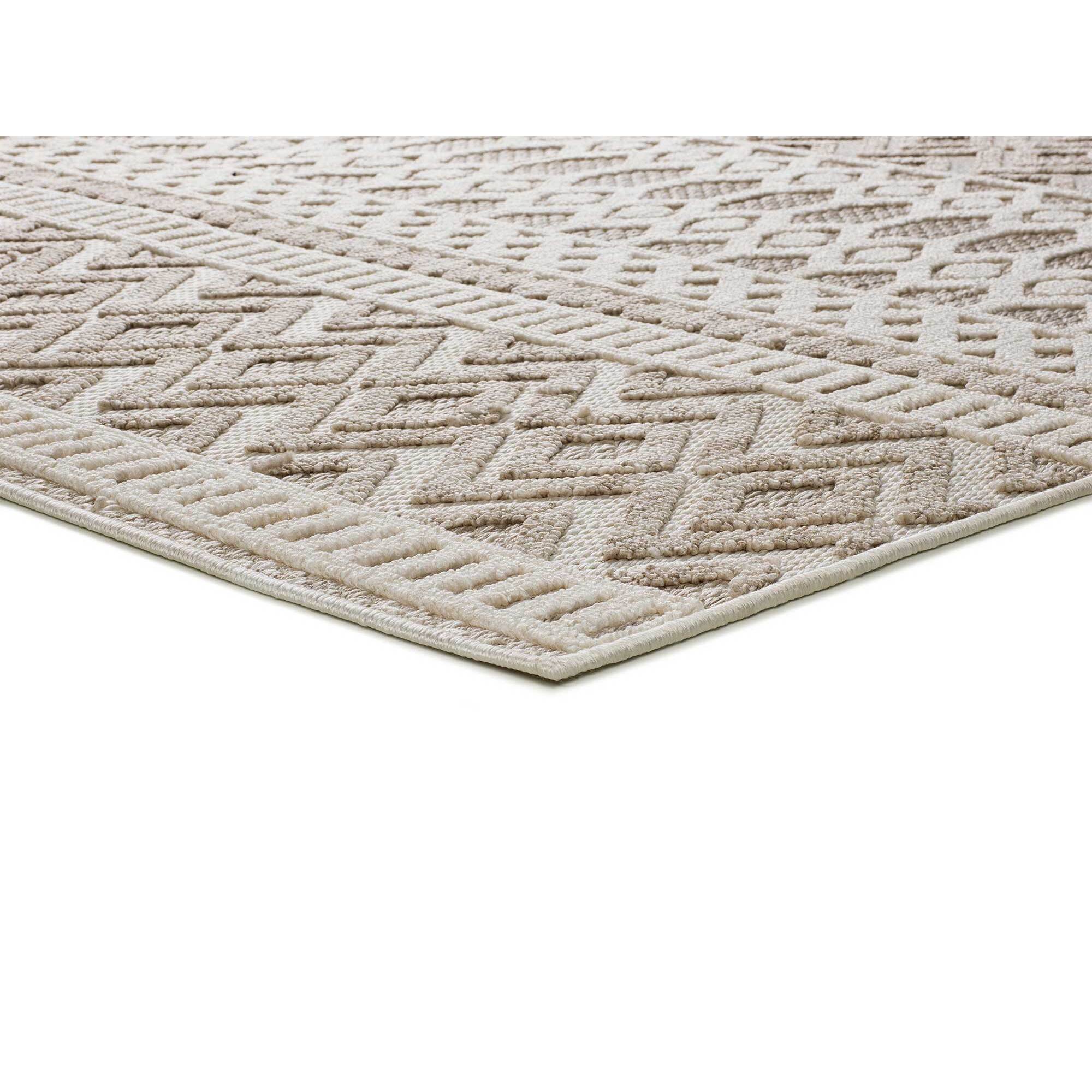 ELEMENT Alfombra en estilo étnico con relieve de color beige, varias medidas disponibles.