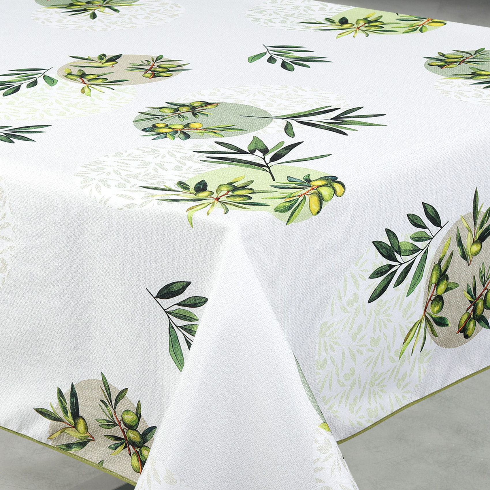 Nappe anti-tâche rectangulaire motif olive - Vert