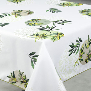 Nappe anti-tâche rectangulaire motif olive - Vert