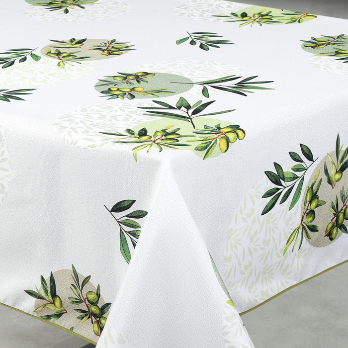 Nappe anti-tâche rectangulaire motif olive - Vert