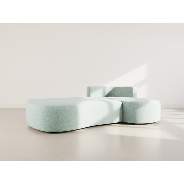 Mahina - canapé d'angle droit 4 places convertible avec coffre en tissu texturé - Bleu