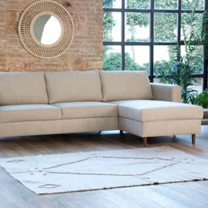 Canapé d'angle Vinson -textile, mousse pu, bois et panneau de particules-couleur beige 251 x 85 x 146 cm