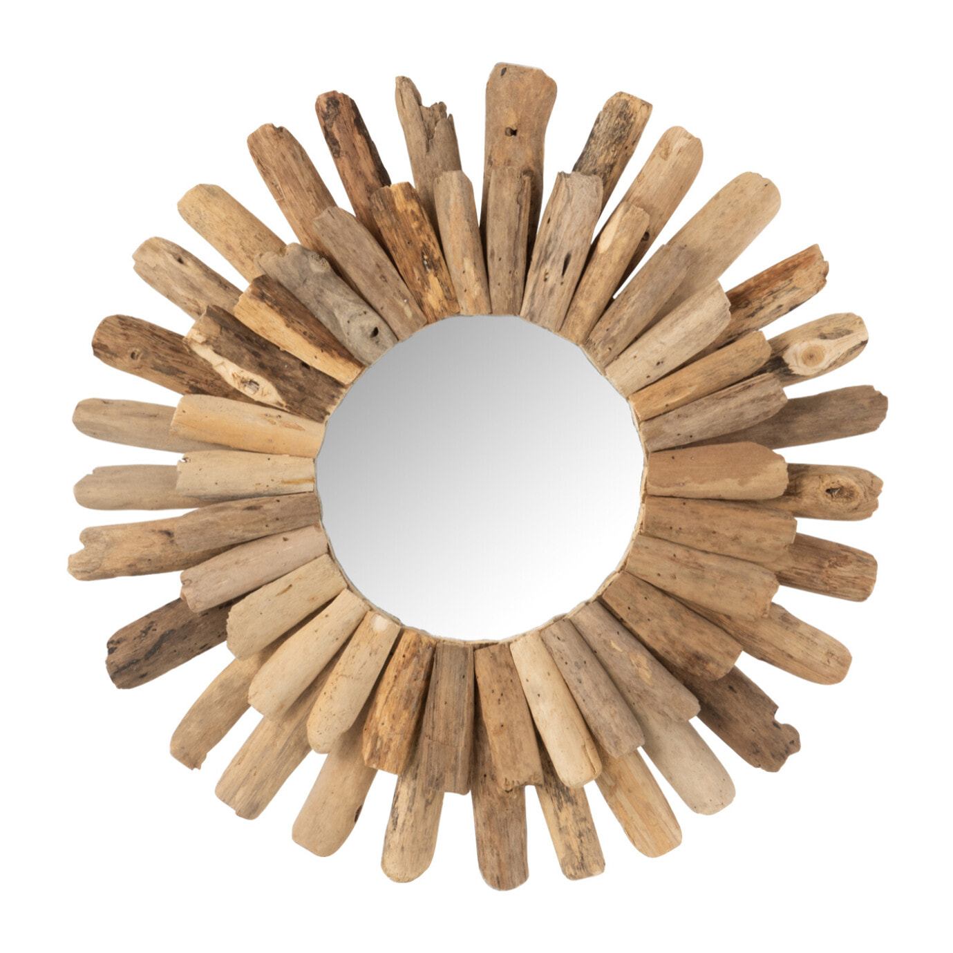 J-Line miroir Rond Flotte - bois - naturel - medium - Ø 52 cm