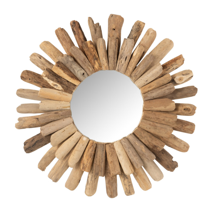 J-Line miroir Rond Flotte - bois - naturel - medium - Ø 52 cm
