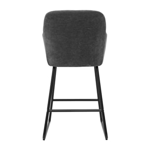 Tabourets de bar effet velours gris foncé H65 cm (lot de 2) AMIKA