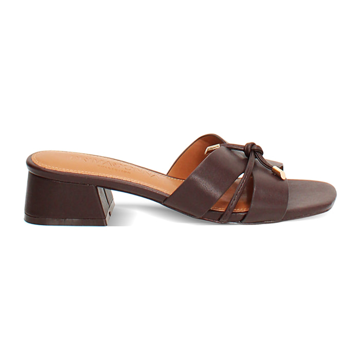 Mules open toe testa di moro tacco 4 cm