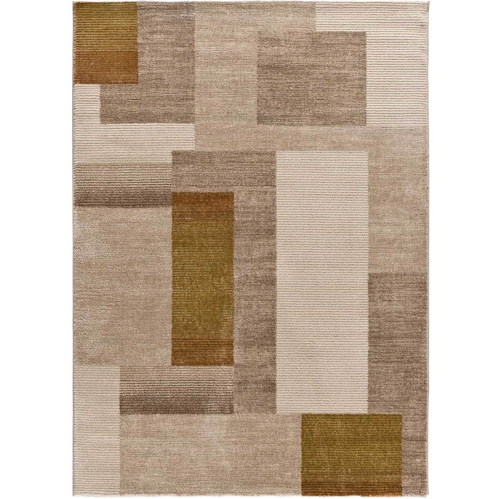 MELFI Alfombra geomÃ©trica con relieve en tonos cobrizos, varias medidas disponibles