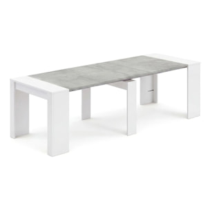 Mesa consola extensible en blanco artik y gris cemento 50-235x90 cm Denis Blanco Artik (Blanco Mate) - Gris Cemento