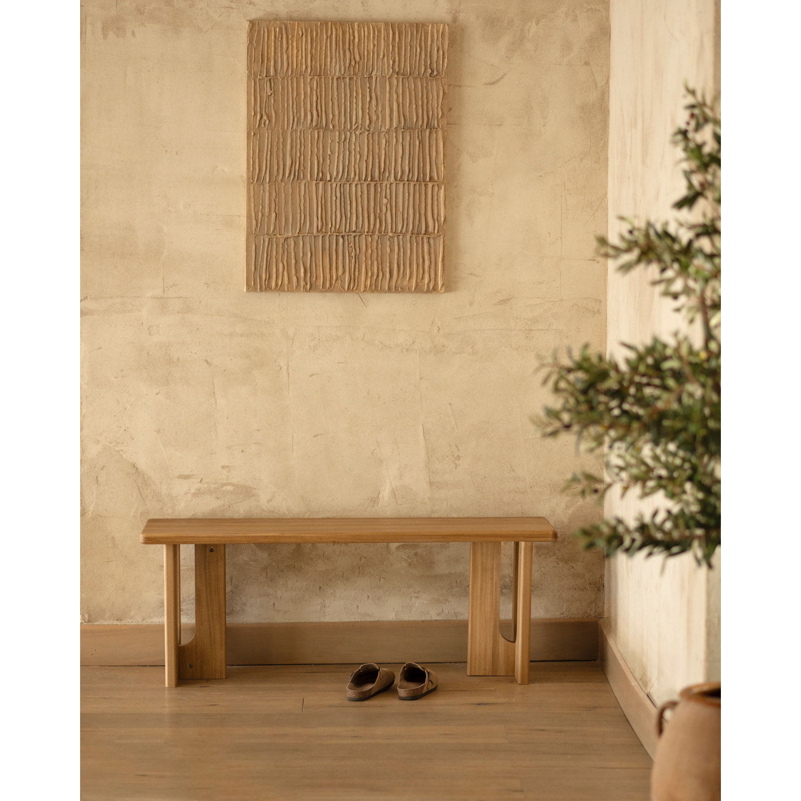 Banc en bois massif de peuplier en 120x33cm Hauteur: 45 Longueur: 120 Largeur: 33