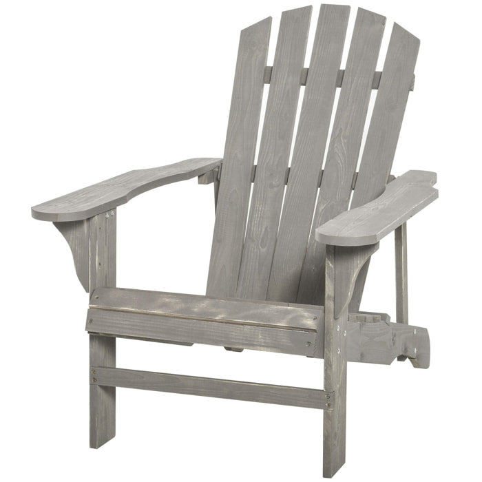 Fauteuil de jardin Adirondack dim. 78L x 89P x 88H cm bois massif sapin gris effet vieilli