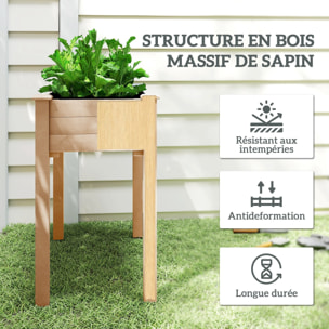 Jardinière sur pieds bois dim. 86 x 46 x 76 cm inserts d'irrigation feutre de drainage inclus