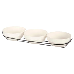 SET 3 BOLS PORCELANA BLANCA 350ML C SUPORTE