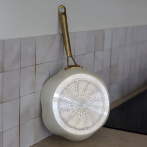 Poêle en aluminium recyclé beige 26cm en forme de fleur DAHLIA