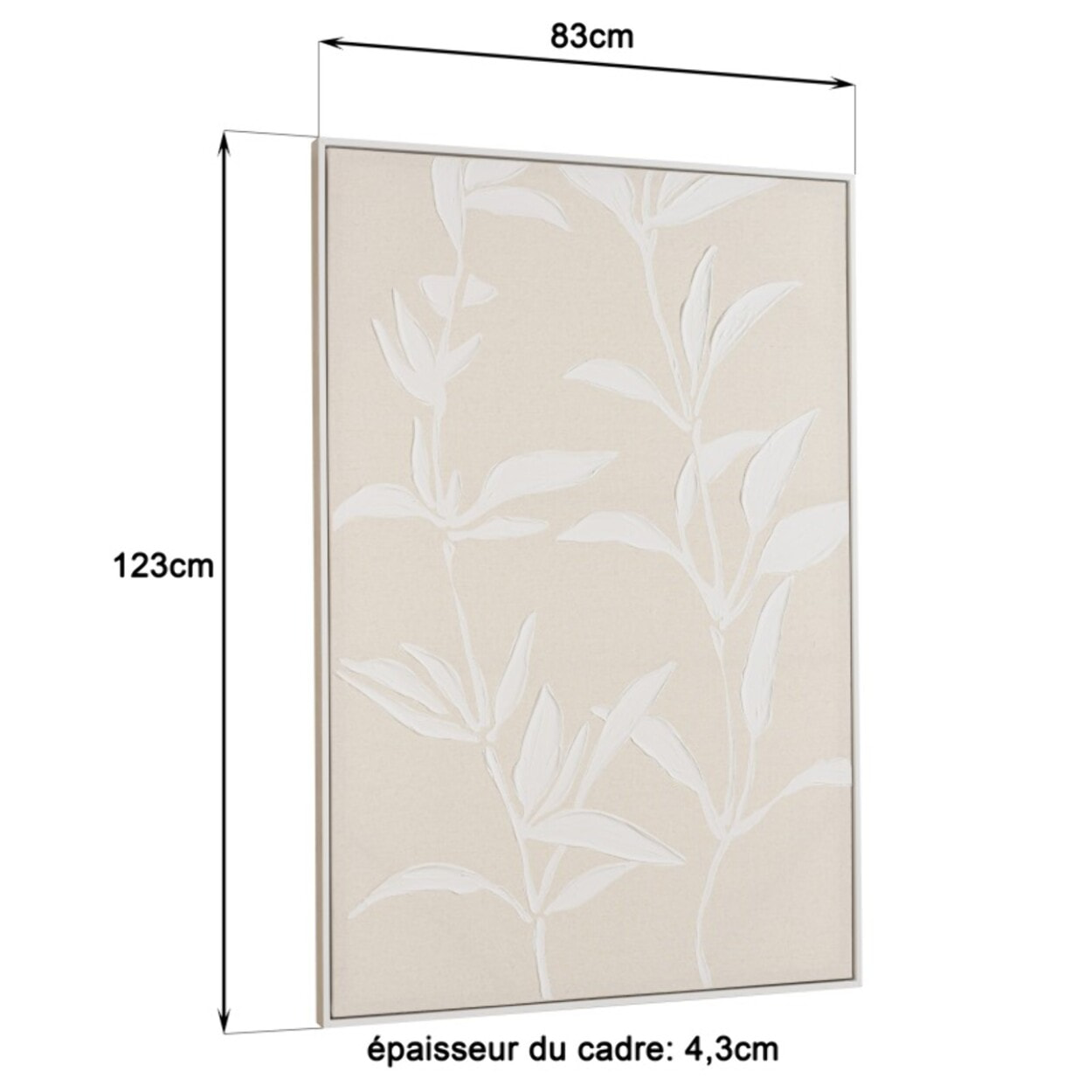 HOMER - Décoration murale 83x123cm motifs fleurs n°2, cadre naturel