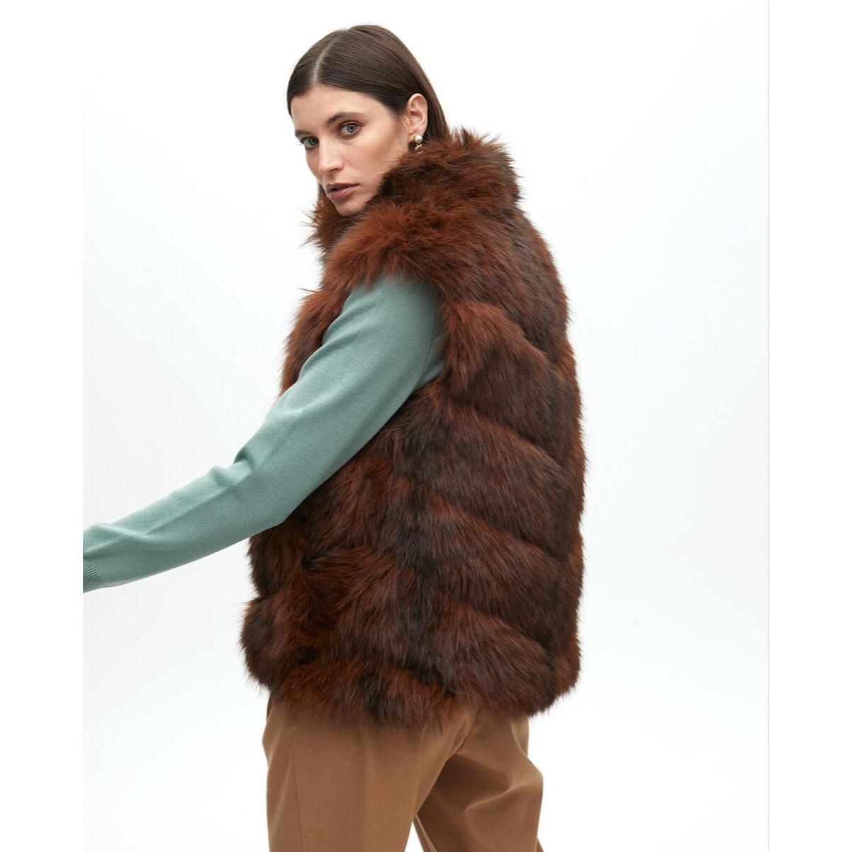 Gilet di Pelliccia con Stampa Interna
