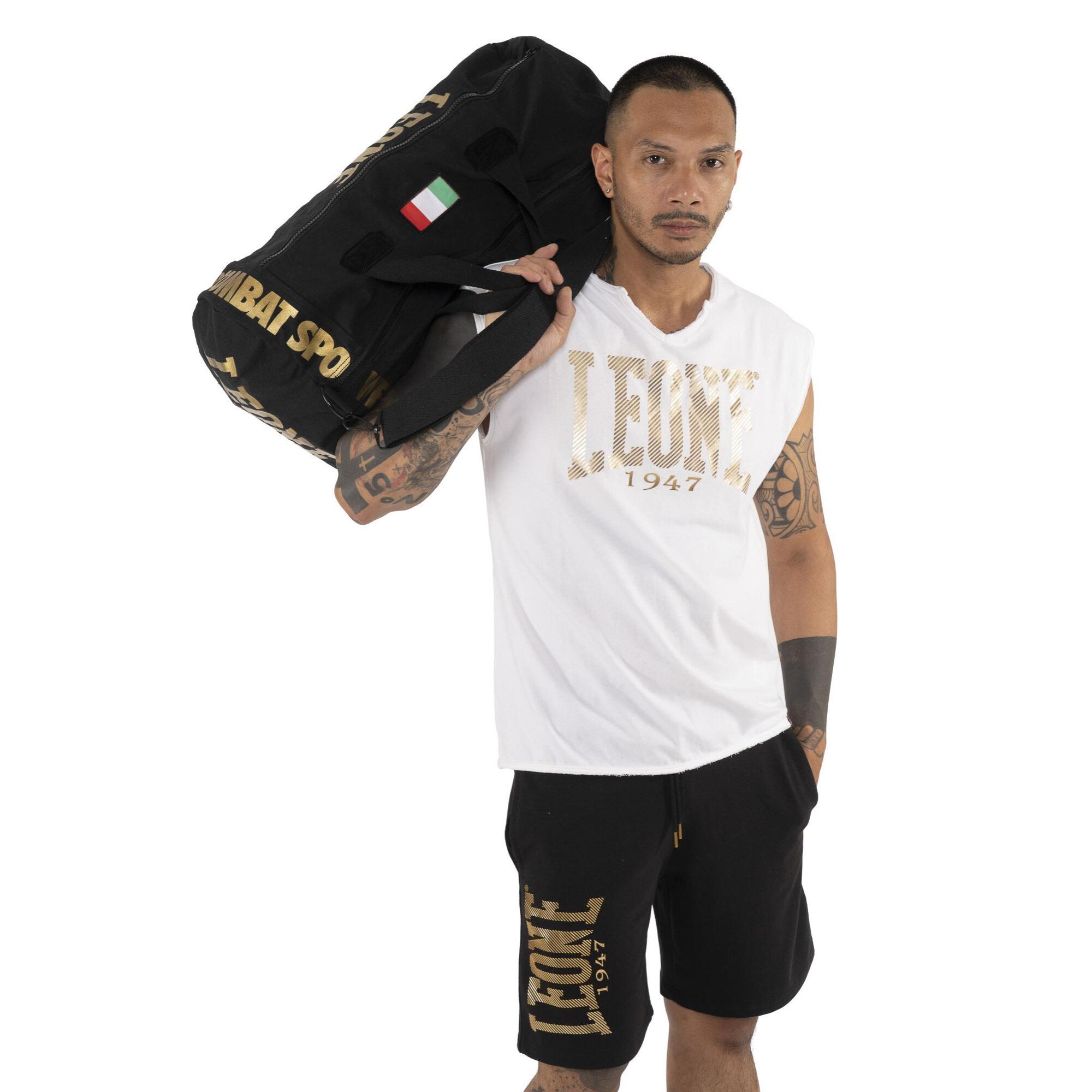 T-shirt da uomo smanicata in cotone elasticizzato Leone Stripe Gold