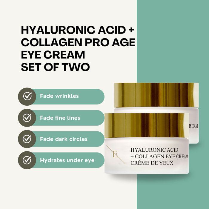 Crema para ojos Pro Age con ácido hialurónico y colágeno 2x 30 ml