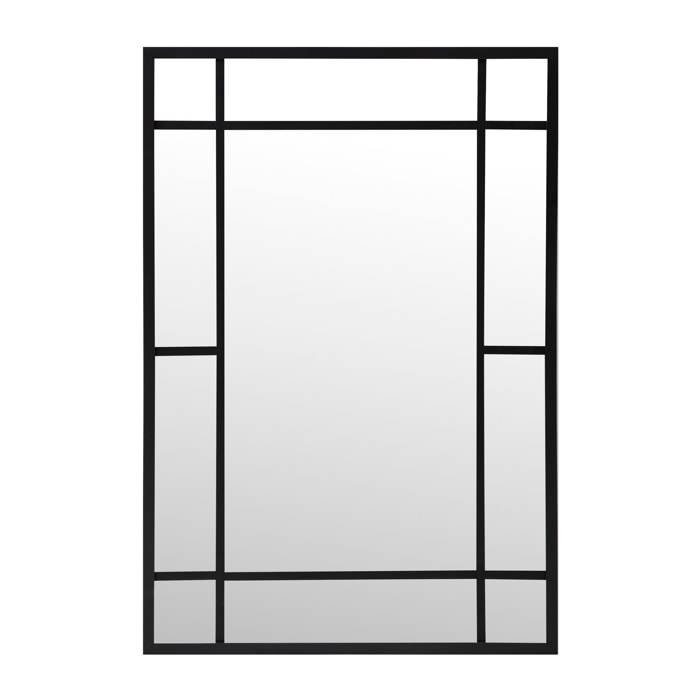 Miroir mural rectangulaire de type fenêtre en bois avec une ton noir Hauteur: 99.6 Longueur: 69.7 Largeur: 1.4