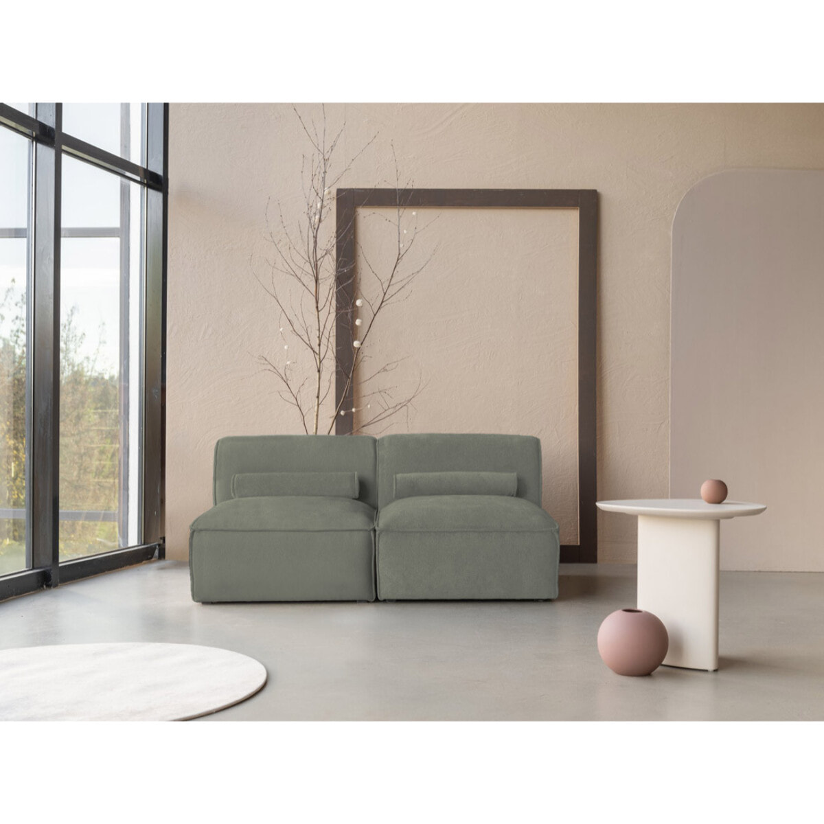 Felix - canapé modulable 2 places en tissu texturé - Vert