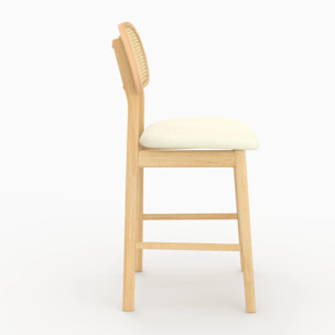 Lot de 2 chaises pour îlot central 64,5 cm en tissu beige - Maria