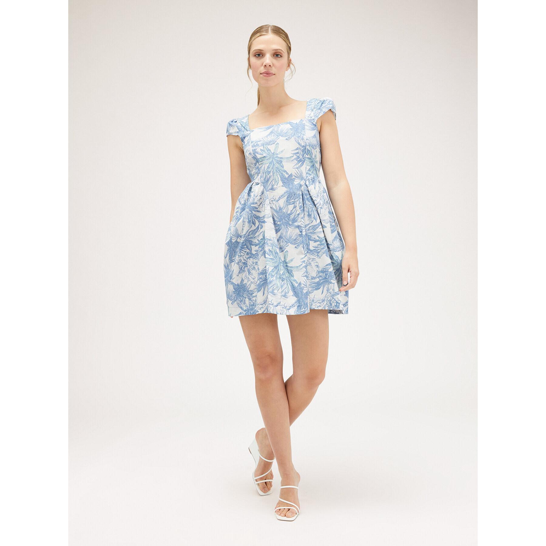 Motivi - Mini dress fantasia foliage - Azzurro