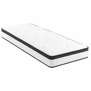 Materasso Singolo Ibrido Con 240 Molle Insacchettate per M² E Memory Foam 5 Zone di Comfort Double Sided Rigidità H3/H4 80 x 190 x 29 Cm