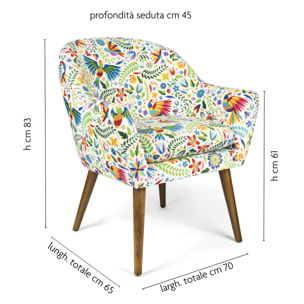 Poltrona Excelsa Mexican Flowers in poliestere e multistrato 70x65x83 cm multicolore