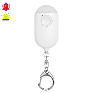 Allarme SOS personale con bluetooth, luce LED brillante da 12lm e suono da 130dB. Doppia attivazione rapida e notifiche.